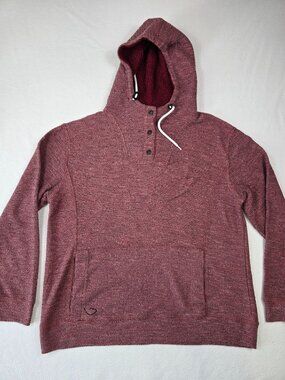 Reel Life Mens Large Red Heather Hoodie Kangaroo Pocket & Buttons